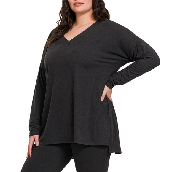New!Plus Size black Long Sleeve Top and Leggings Set Size 1X 2X 3X - Picture 2 of 4